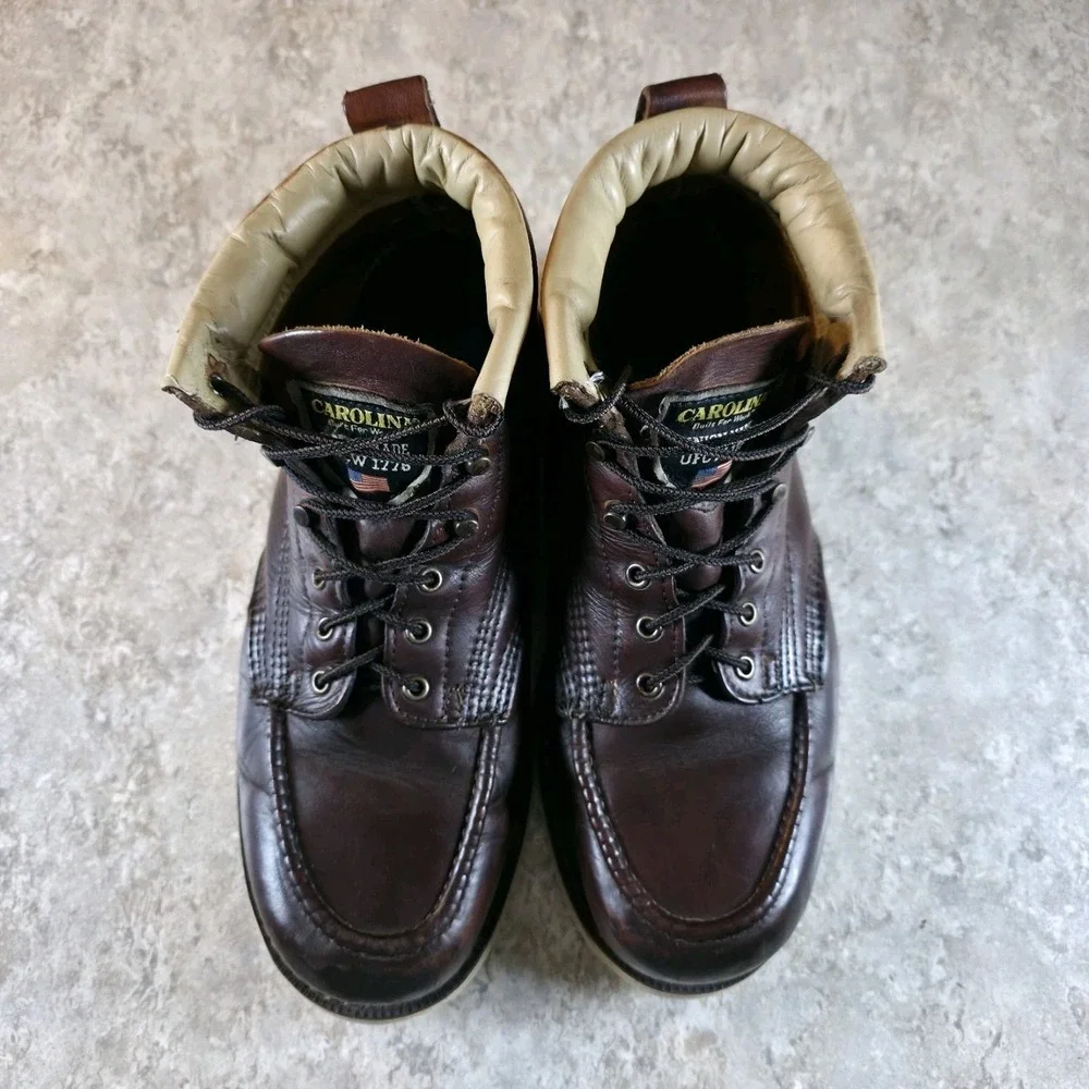 Vintage Carolina Boots Union Made USA Dark Cherry Leather #CA7003 Size: 10.5 2E